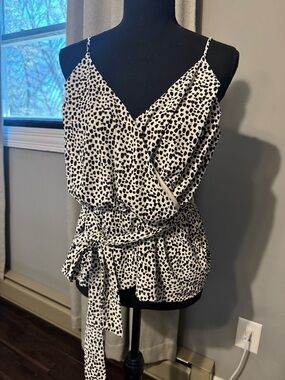 Express Black and White Spotted Wrap Cami